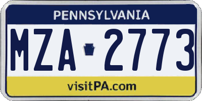 PA license plate MZA2773