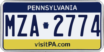 PA license plate MZA2774
