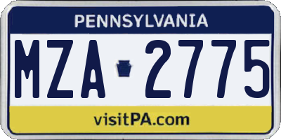 PA license plate MZA2775