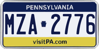 PA license plate MZA2776
