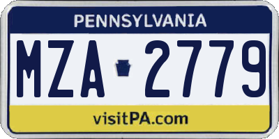 PA license plate MZA2779