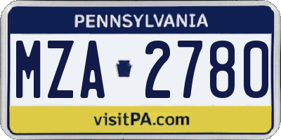 PA license plate MZA2780