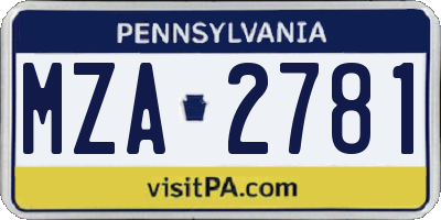 PA license plate MZA2781