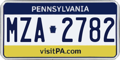 PA license plate MZA2782