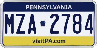 PA license plate MZA2784