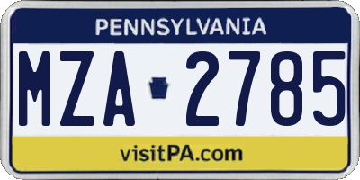 PA license plate MZA2785