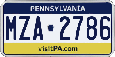 PA license plate MZA2786