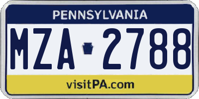 PA license plate MZA2788