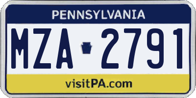 PA license plate MZA2791