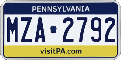 PA license plate MZA2792