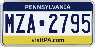 PA license plate MZA2795