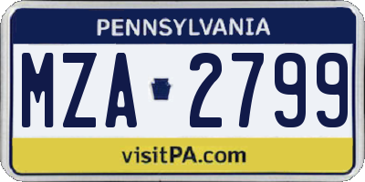 PA license plate MZA2799