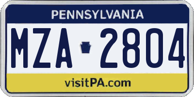 PA license plate MZA2804