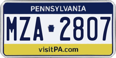 PA license plate MZA2807