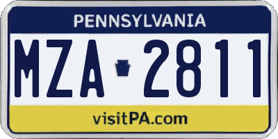 PA license plate MZA2811
