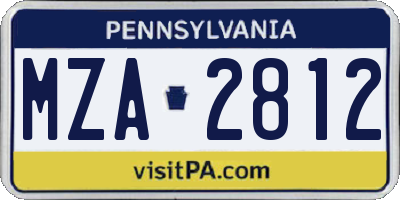PA license plate MZA2812