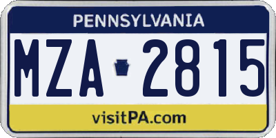 PA license plate MZA2815