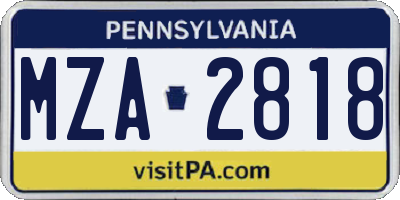 PA license plate MZA2818