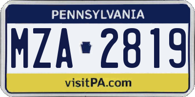 PA license plate MZA2819