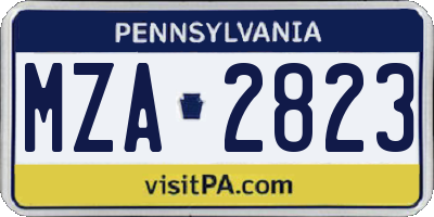 PA license plate MZA2823