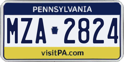 PA license plate MZA2824
