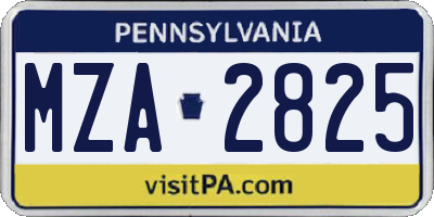 PA license plate MZA2825