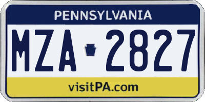 PA license plate MZA2827