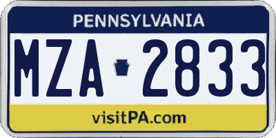 PA license plate MZA2833