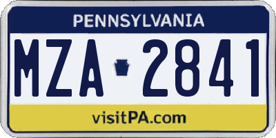 PA license plate MZA2841