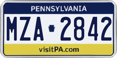 PA license plate MZA2842