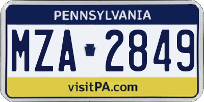 PA license plate MZA2849