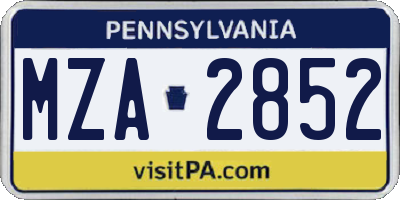 PA license plate MZA2852