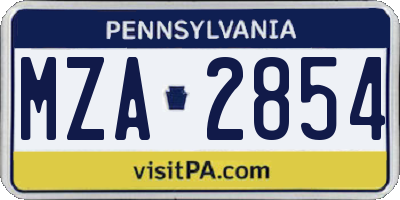 PA license plate MZA2854