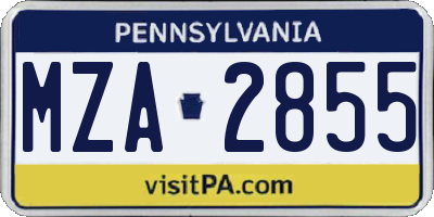 PA license plate MZA2855