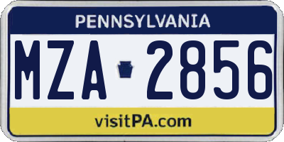 PA license plate MZA2856