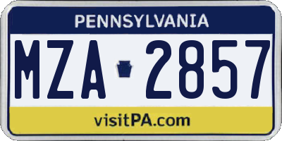 PA license plate MZA2857