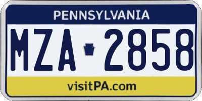 PA license plate MZA2858