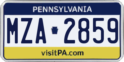 PA license plate MZA2859