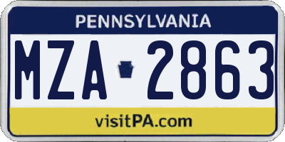 PA license plate MZA2863