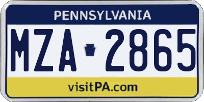 PA license plate MZA2865