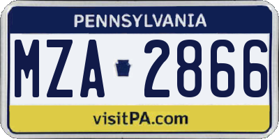 PA license plate MZA2866