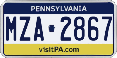 PA license plate MZA2867