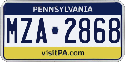 PA license plate MZA2868