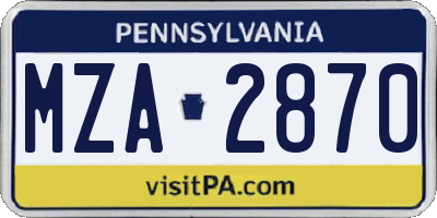 PA license plate MZA2870