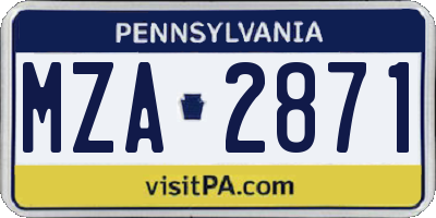 PA license plate MZA2871