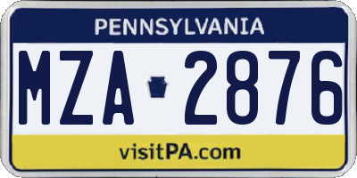 PA license plate MZA2876