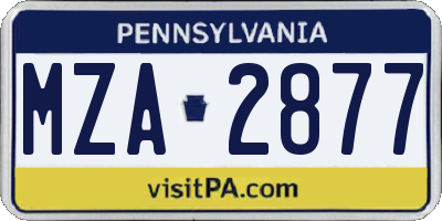 PA license plate MZA2877