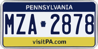 PA license plate MZA2878