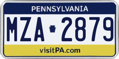 PA license plate MZA2879