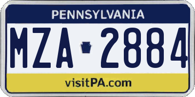 PA license plate MZA2884